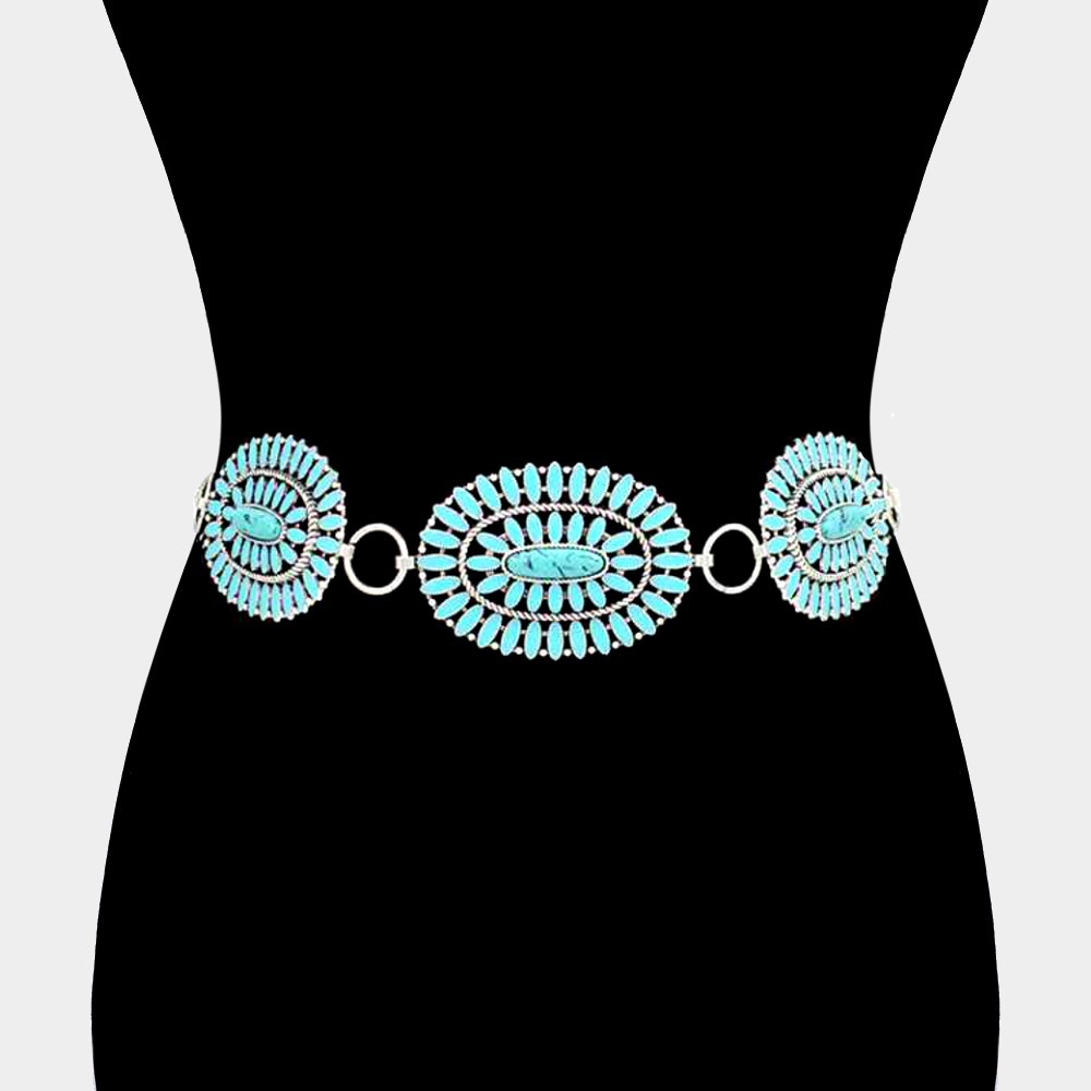 Turquoise Oval Statement Belt